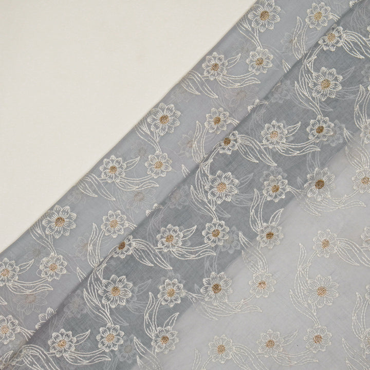 Alara Jaal on Grey Cotton Silk Embroidered Fabric