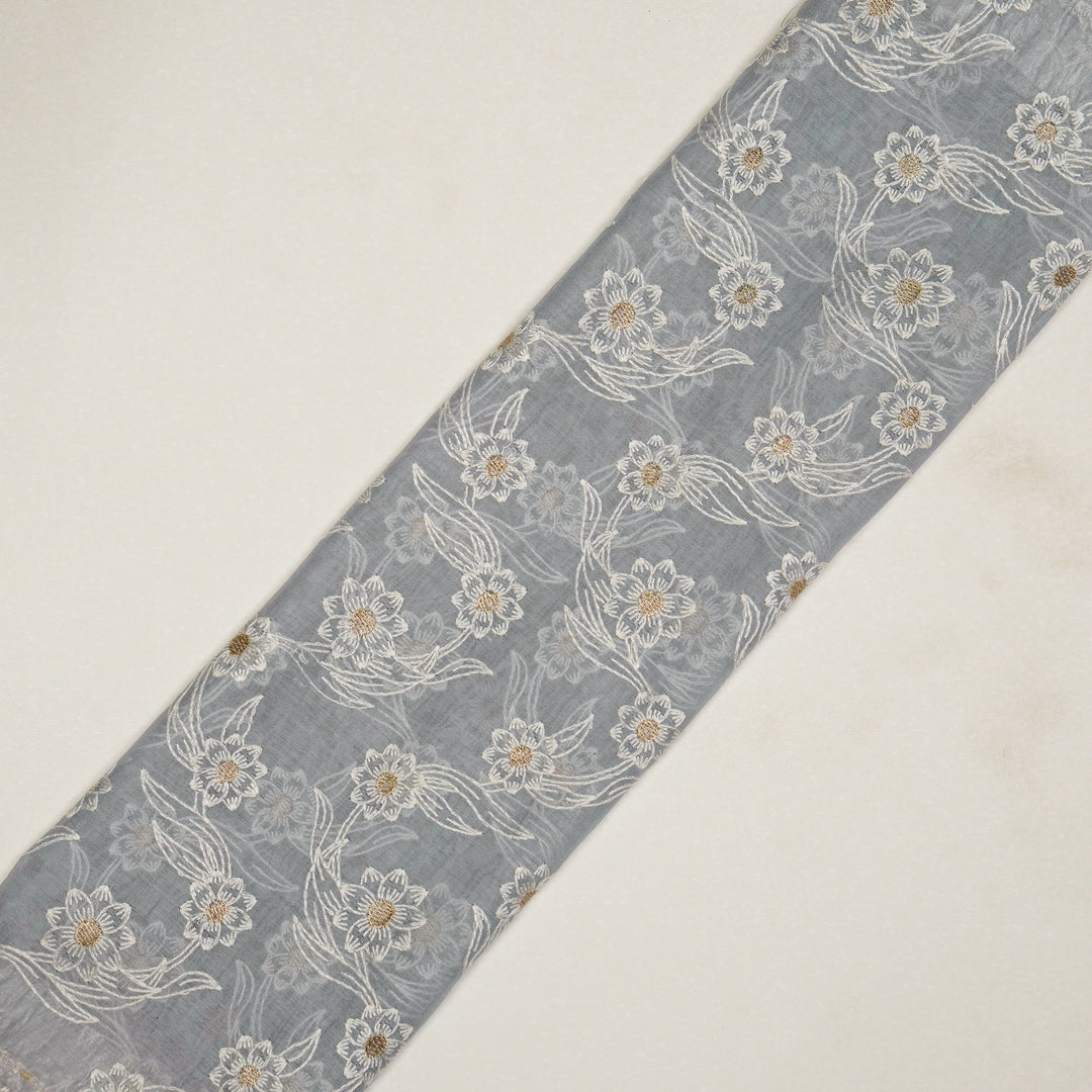 Alara Jaal on Grey Cotton Silk Embroidered Fabric