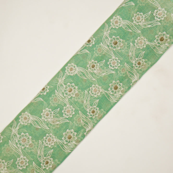 Alara Jaal on Mint Green Cotton Silk Embroidered Fabric