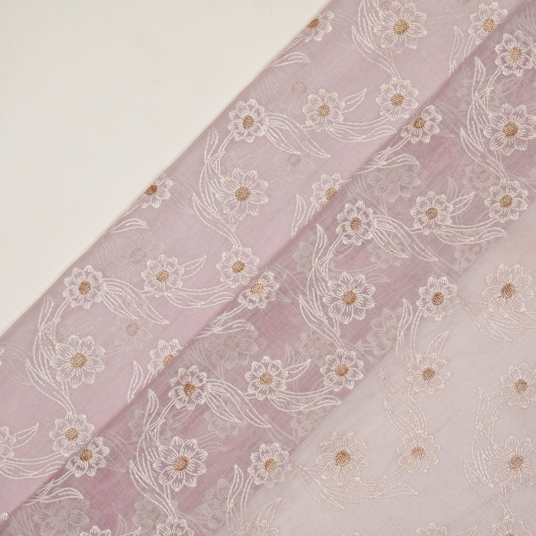 Alara Jaal on Lavender Cotton Silk Embroidered Fabric