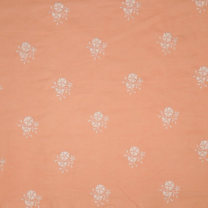 Peach Malmal Shyla Peri Buti Embroidered Fabric
