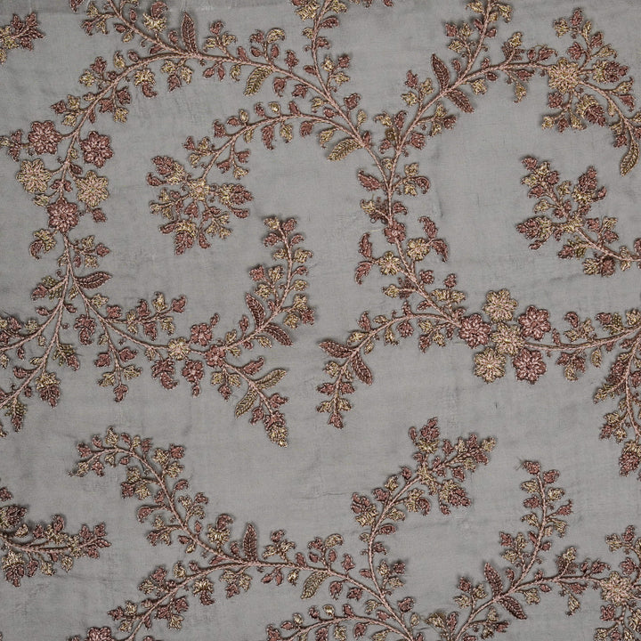 Aatrayi Jaal on Black Silk Organza Embroidered Fabric