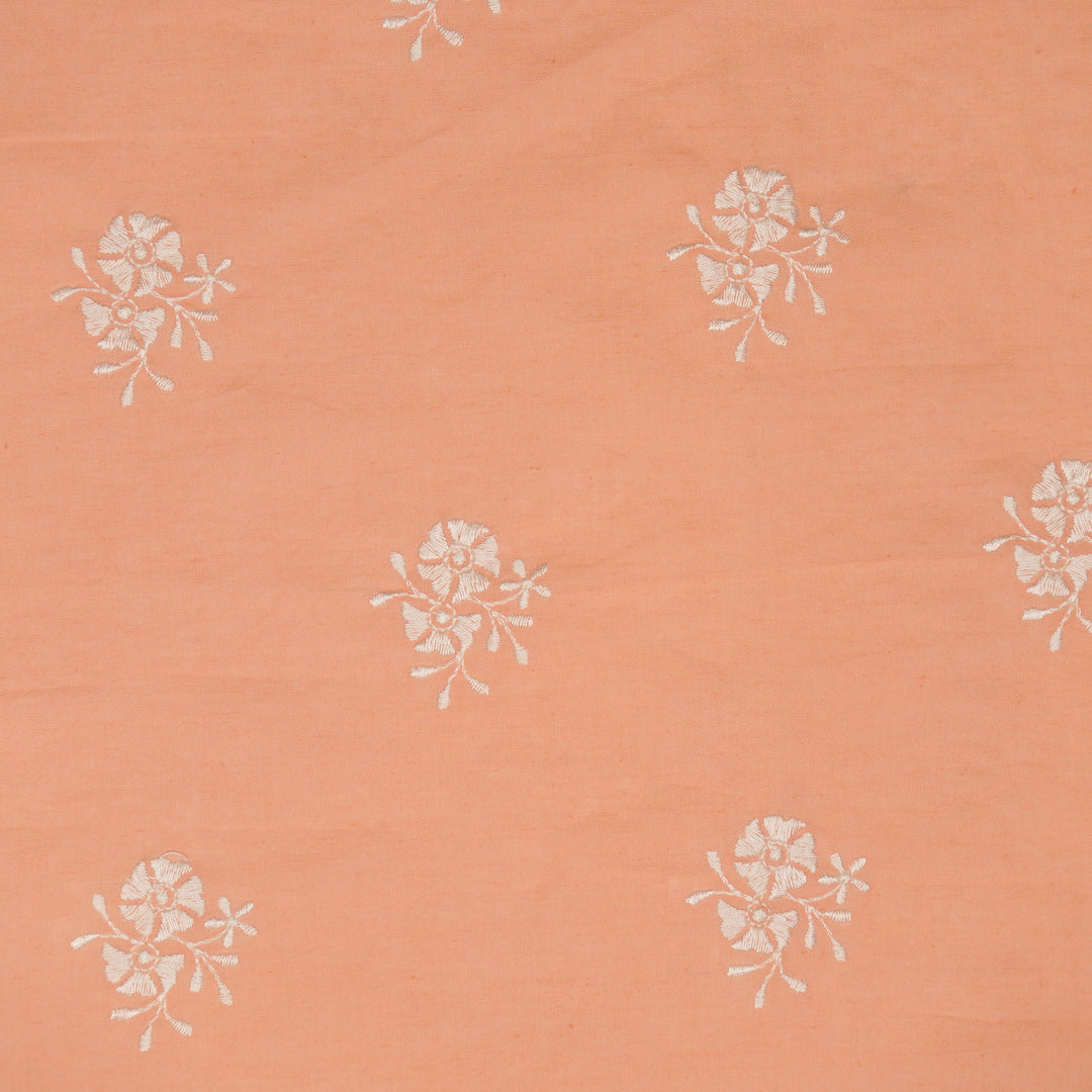 Peach Malmal Shyla Peri Buti Embroidered Fabric