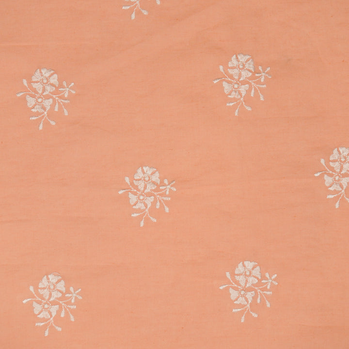 Peach Malmal Shyla Peri Buti Embroidered Fabric