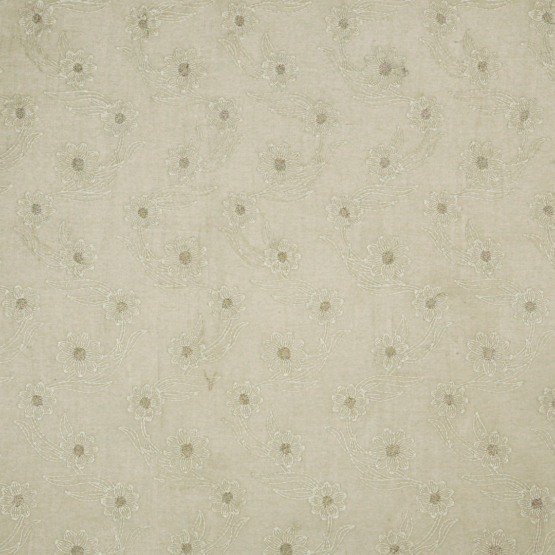 Alara Jaal on Ecru Cotton Silk Embroidered Fabric