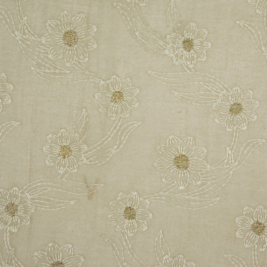 Alara Jaal on Ecru Cotton Silk Embroidered Fabric