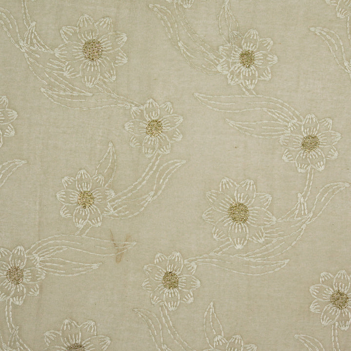 Alara Jaal on Ecru Cotton Silk Embroidered Fabric