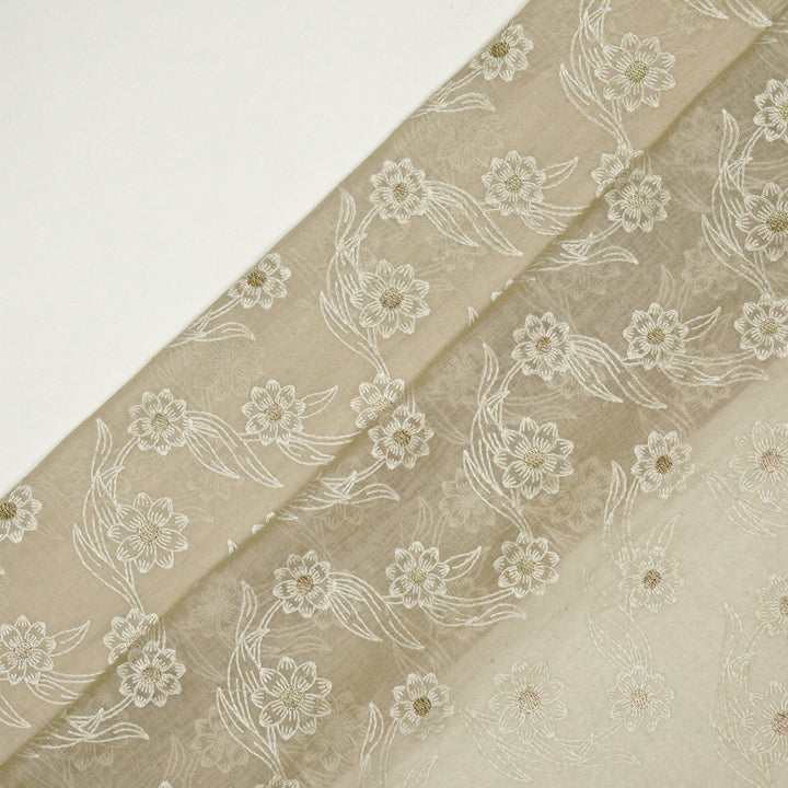 Alara Jaal on Ecru Cotton Silk Embroidered Fabric