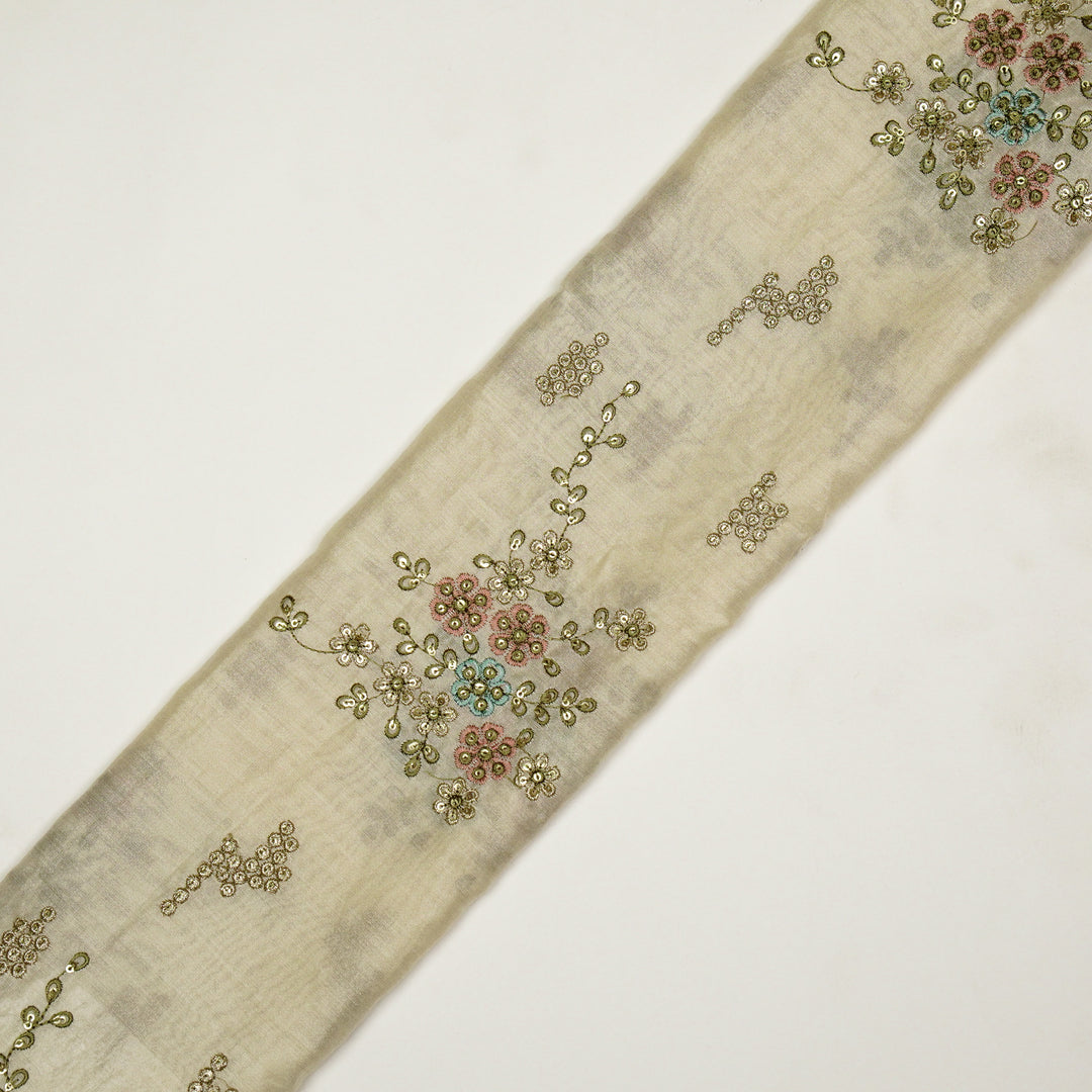 Abeer Bunch Buta on Cream Silk Chanderi Embroidered Fabric