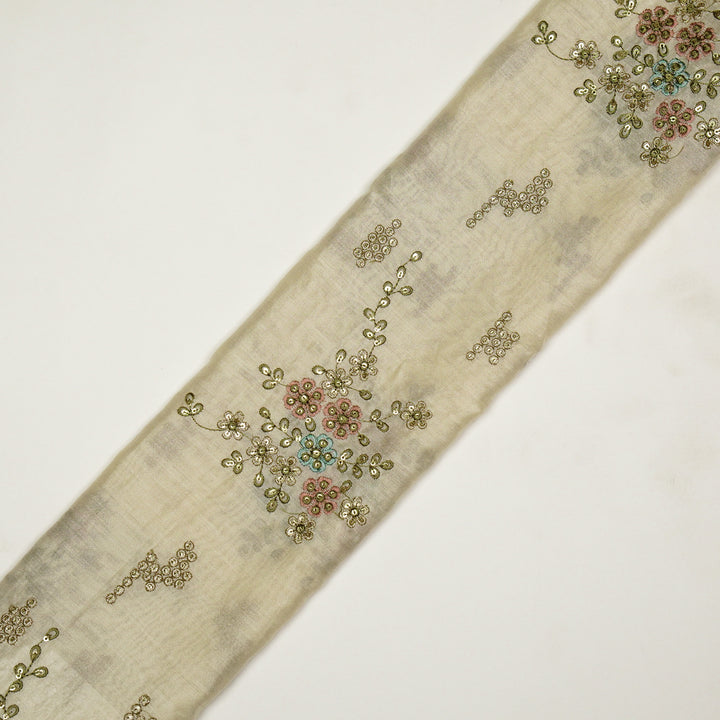 Abeer Bunch Buta on Cream Silk Chanderi Embroidered Fabric