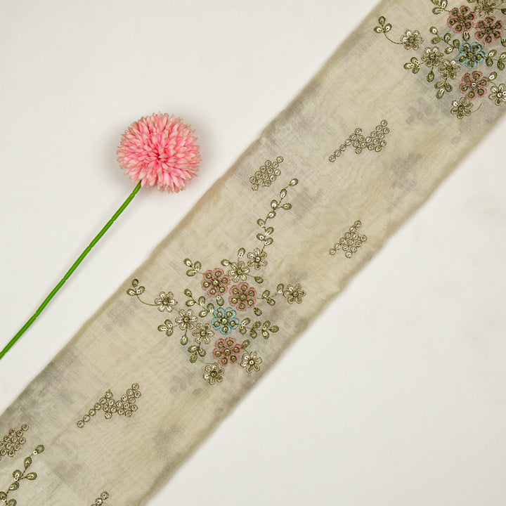 Abeer Bunch Buta on Cream Silk Chanderi Embroidered Fabric