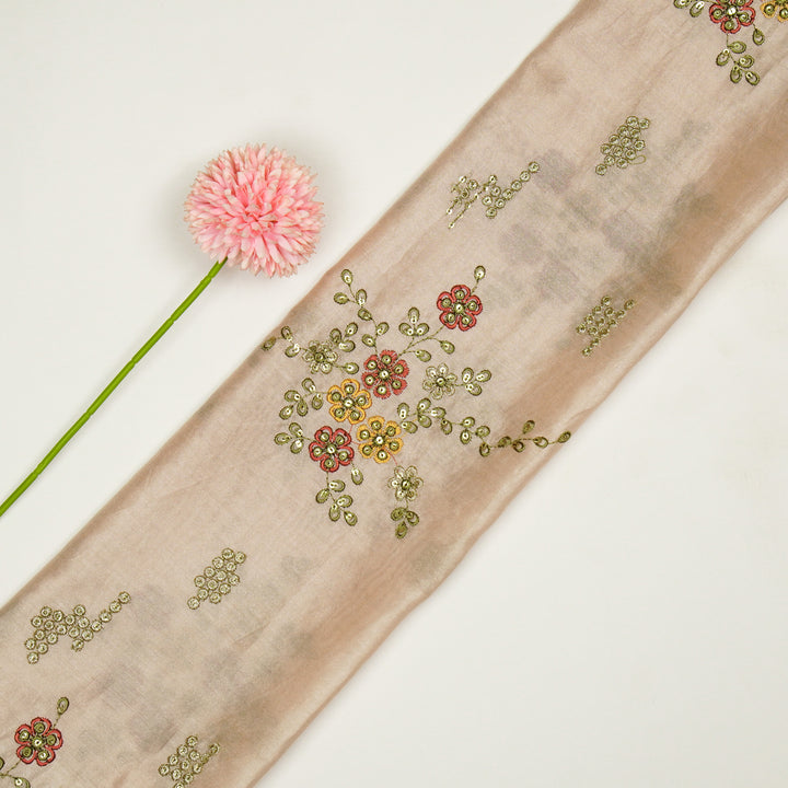 Abeer Bunch Buta on Light Blush Silk Chanderi Embroidered Fabric
