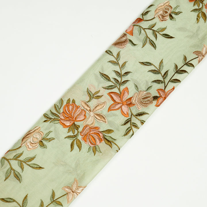 Asma Jaal on Sea Green Semi Chanderi Embroidered Fabric