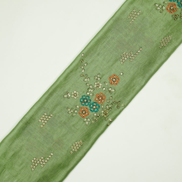 Abeer Bunch Buta on Pista Green Silk Chanderi Embroidered Fabric