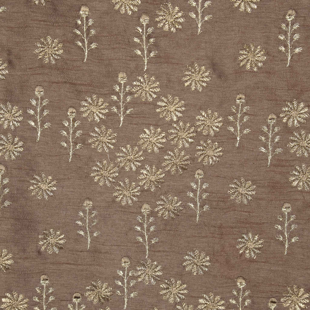 Unnati Jaal on Mouse Semi Raw Silk Embroidered Fabric
