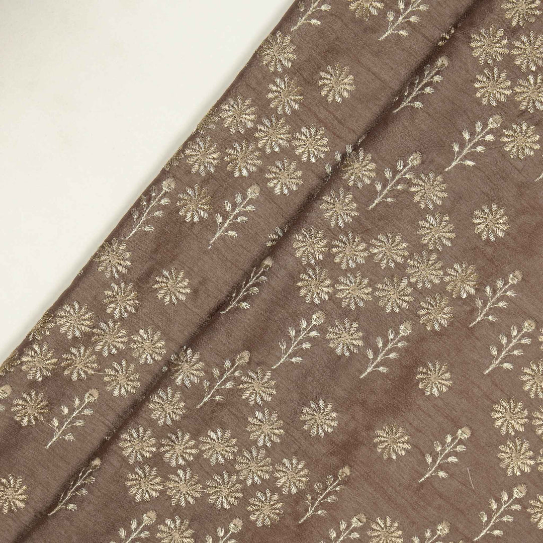 Unnati Jaal on Mouse Semi Raw Silk Embroidered Fabric