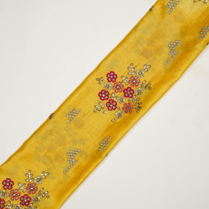 Abeer Bunch Buta on Gold Silk Chanderi Embroidered Fabric