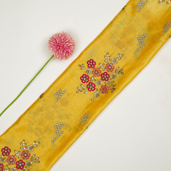 Abeer Bunch Buta on Gold Silk Chanderi Embroidered Fabric