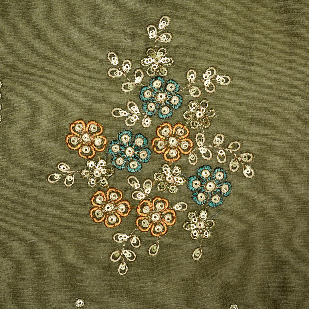 Abeer Bunch Buta on Mouse Silk Chanderi Embroidered Fabric