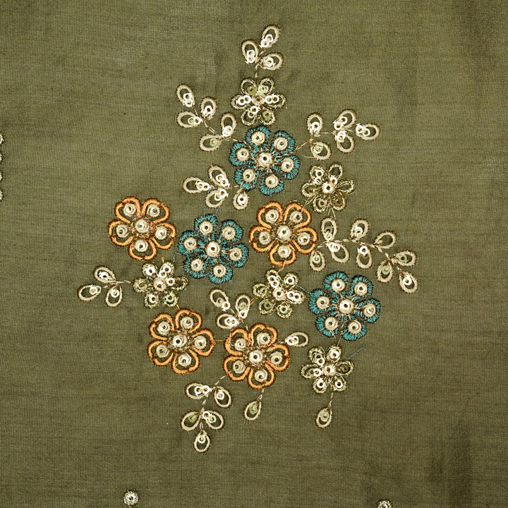 Abeer Bunch Buta on Mouse Silk Chanderi Embroidered Fabric