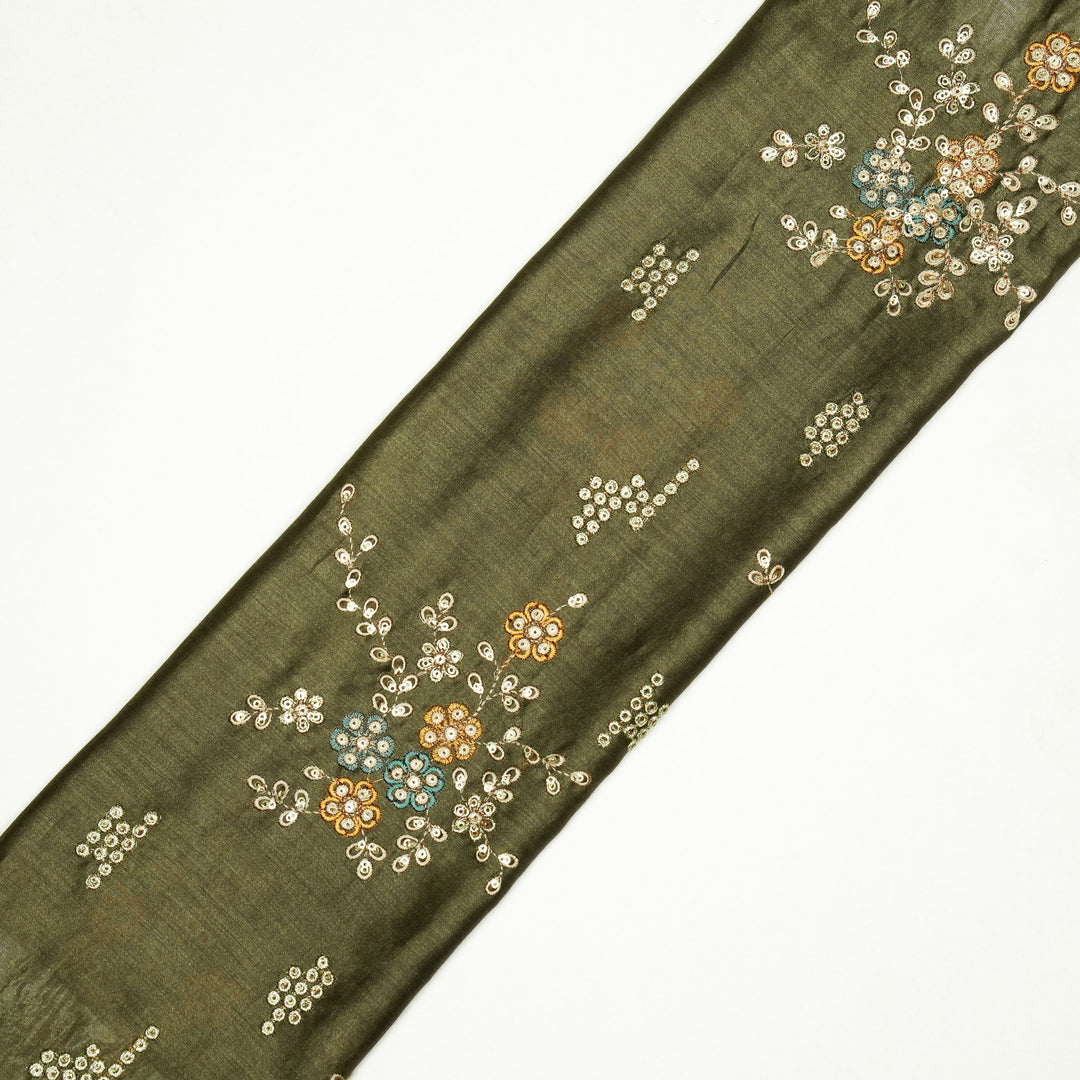 Abeer Bunch Buta on Mouse Silk Chanderi Embroidered Fabric