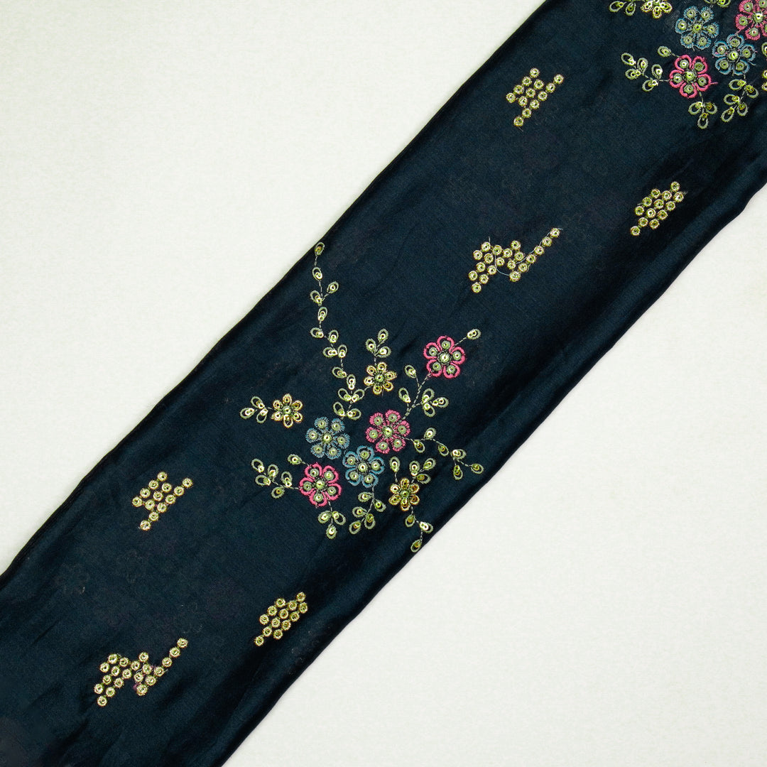 Abeer Bunch Buta on Navy Blue Silk Chanderi Embroidered Fabric