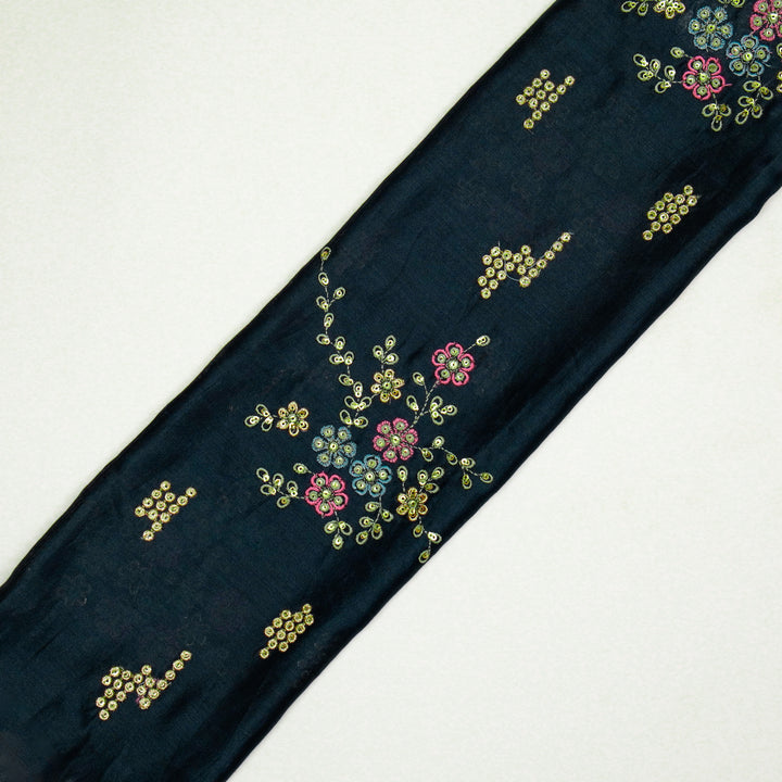 Abeer Bunch Buta on Navy Blue Silk Chanderi Embroidered Fabric