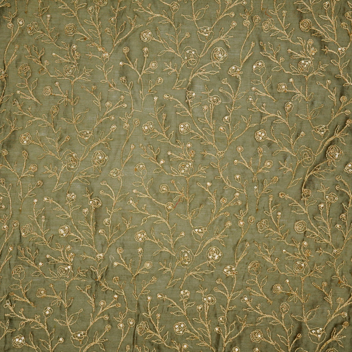 Aseel Jaal on Mouse Silk Chanderi Embroidered Fabric