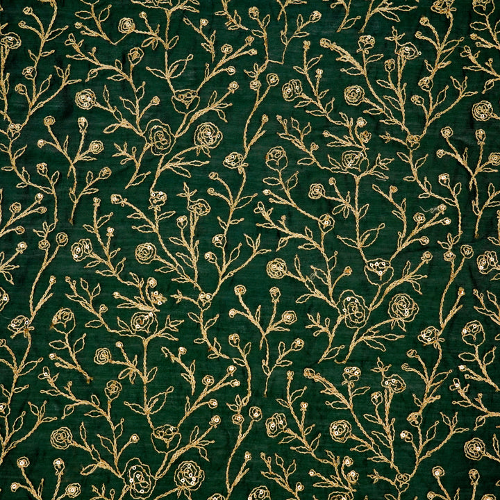 Aseel Jaal on Bottole Green Silk Chanderi Embroidered Fabric