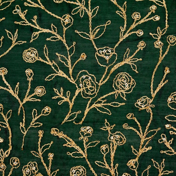 Aseel Jaal on Bottole Green Silk Chanderi Embroidered Fabric