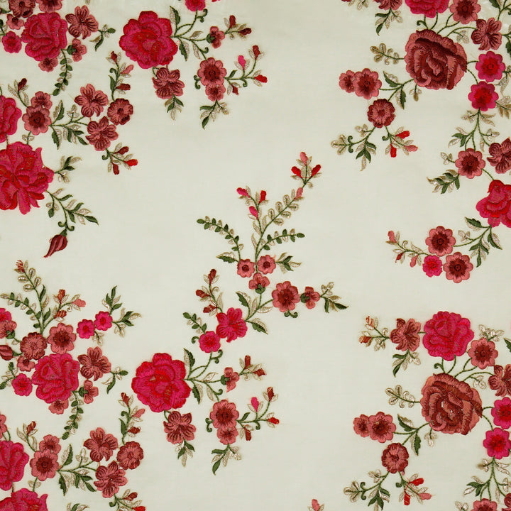 Mahaara Jaal on Cream Silk Organza Embroidered Fabric