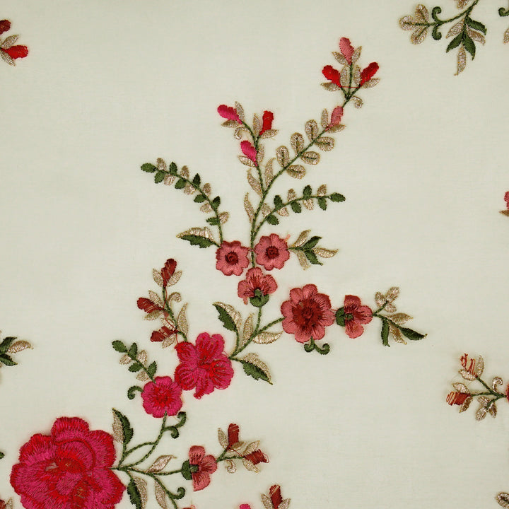 Mahaara Jaal on Cream Silk Organza Embroidered Fabric