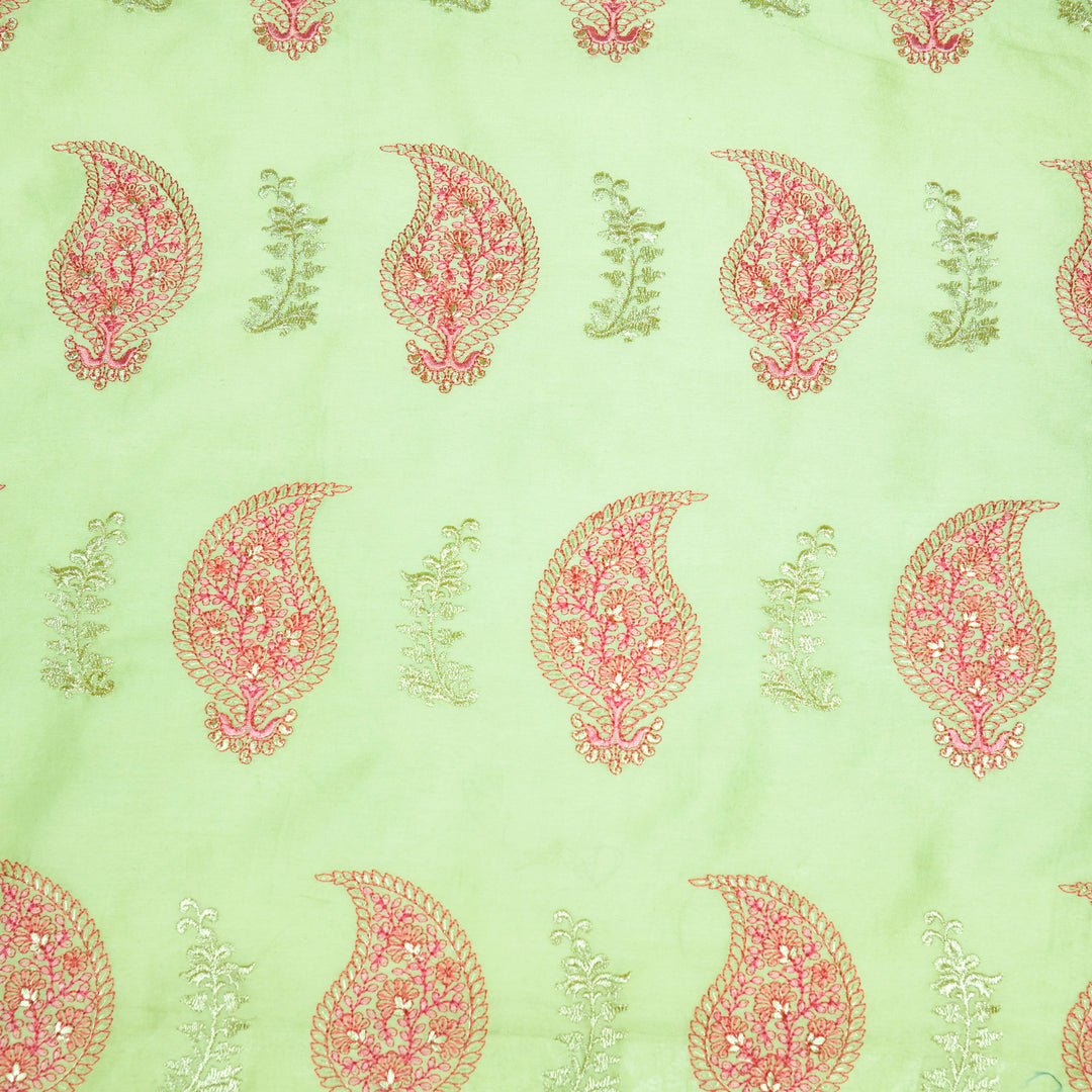 Umaima Buta on Sea Green Luxe Silk Chanderi Embroidered Fabric