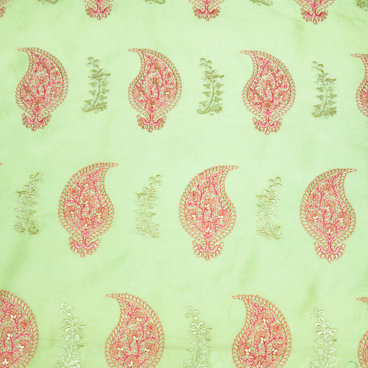 Umaima Buta on Sea Green Luxe Silk Chanderi Embroidered Fabric