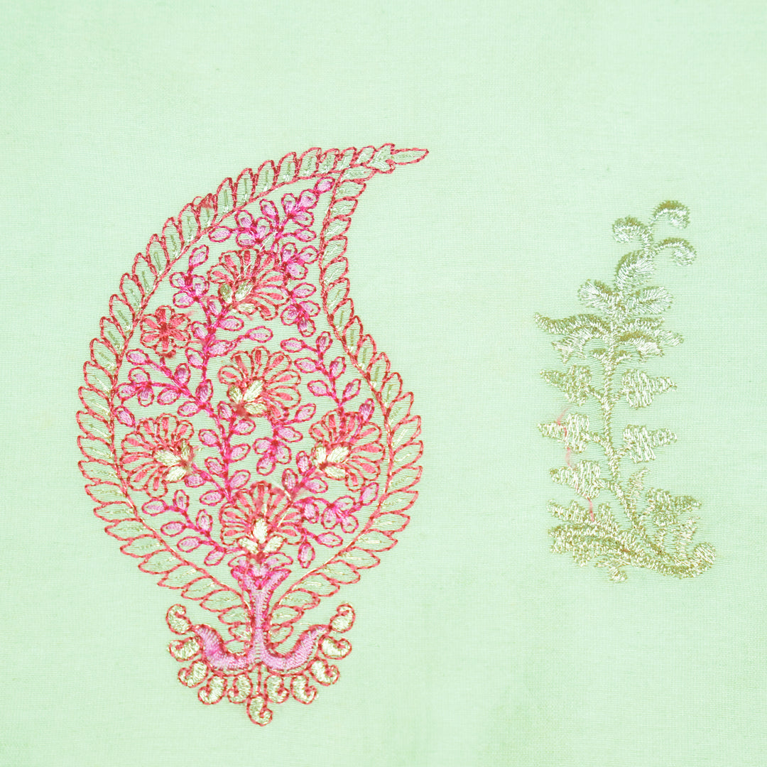 Umaima Buta on Sea Green Luxe Silk Chanderi Embroidered Fabric