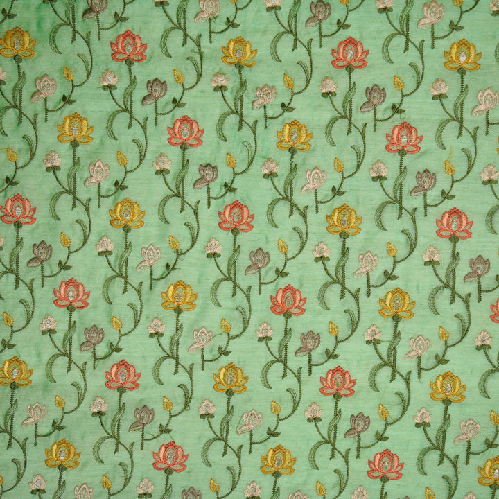 Madhurima Jaal on Aqua Green Munga Silk Embroidered Fabric