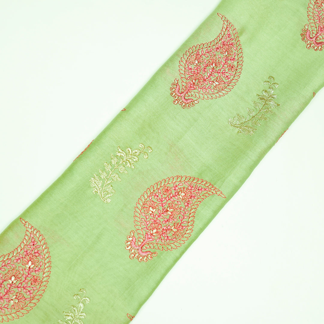 Umaima Buta on Sea Green Luxe Silk Chanderi Embroidered Fabric