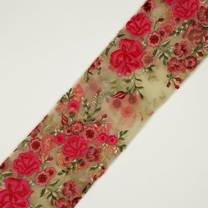 Mahaara Jaal on Cream Silk Organza Embroidered Fabric