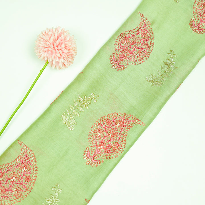Umaima Buta on Sea Green Luxe Silk Chanderi Embroidered Fabric