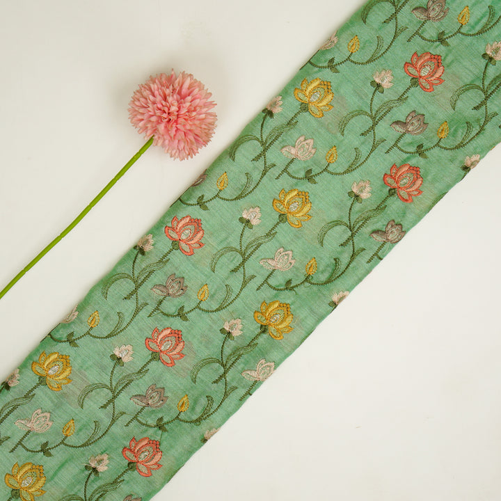Madhurima Jaal on Aqua Green Munga Silk Embroidered Fabric