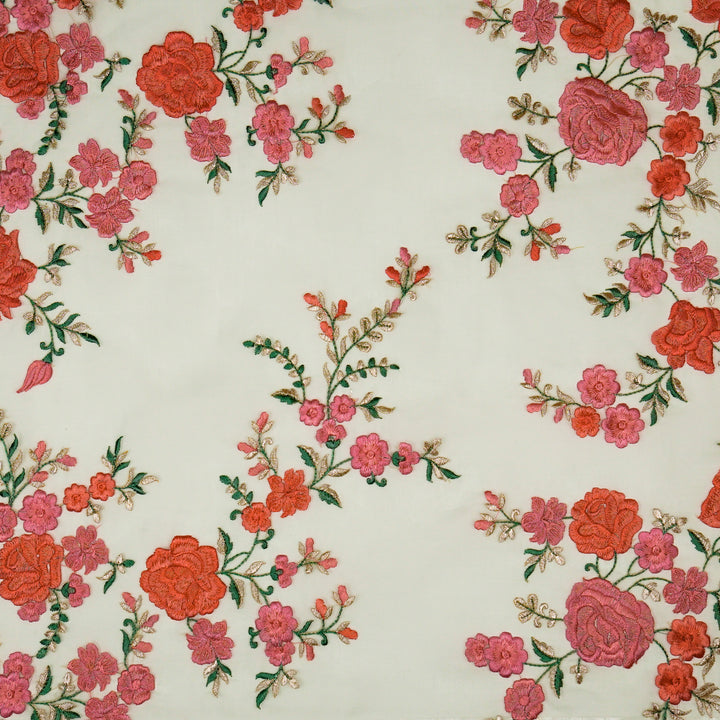 Mahaara Jaal on Light Aqua Silk Organza Embroidered Fabric