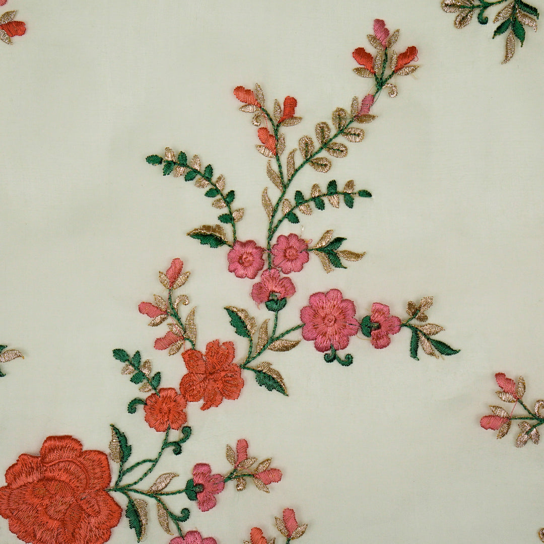 Mahaara Jaal on Light Aqua Silk Organza Embroidered Fabric