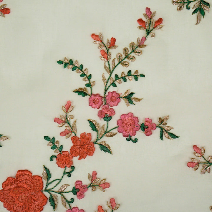 Mahaara Jaal on Light Aqua Silk Organza Embroidered Fabric