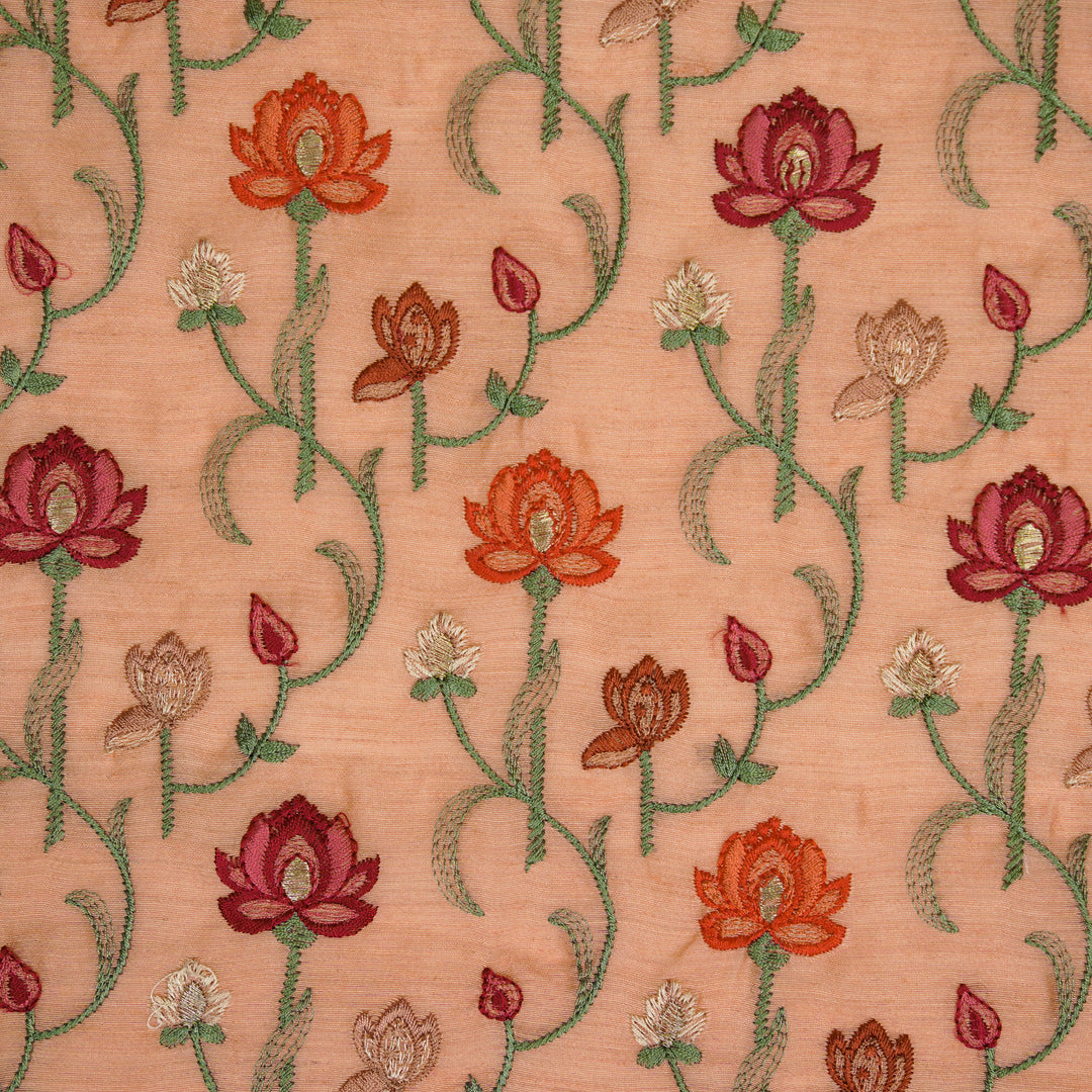 Madhurima Jaal on Peach Munga Silk Embroidered Fabric