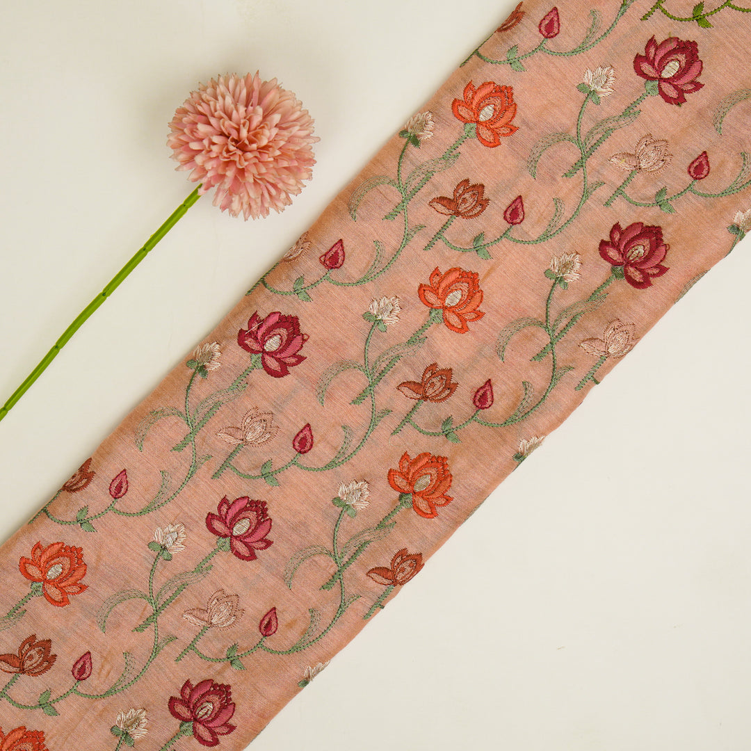 Madhurima Jaal on Peach Munga Silk Embroidered Fabric