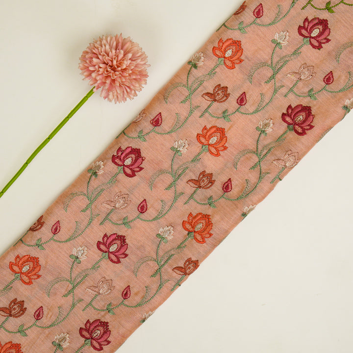 Madhurima Jaal on Peach Munga Silk Embroidered Fabric