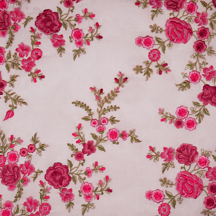 Mahaara Jaal on Deep Mauve Silk Organza Embroidered Fabric