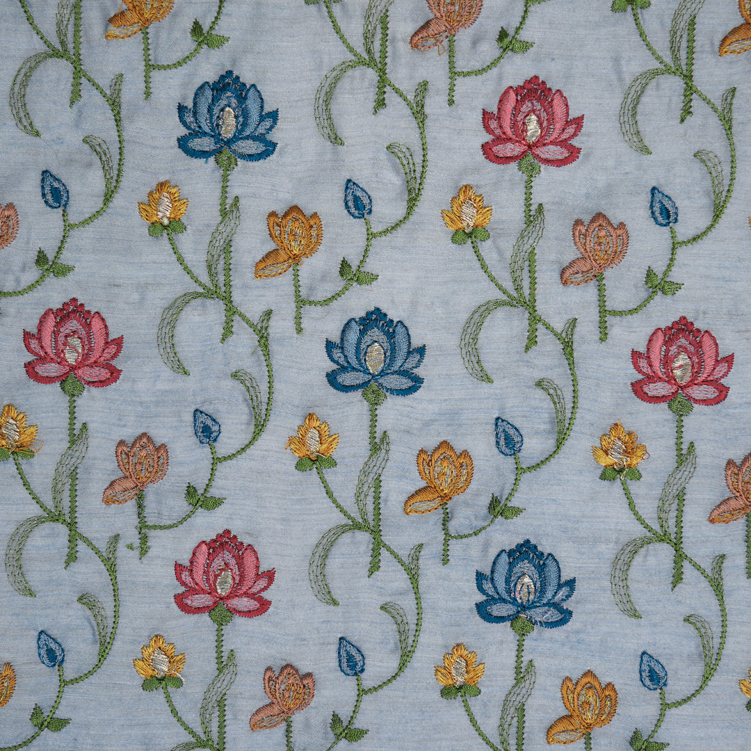 Madhurima Jaal on Sky Blue Munga Silk Embroidered Fabric