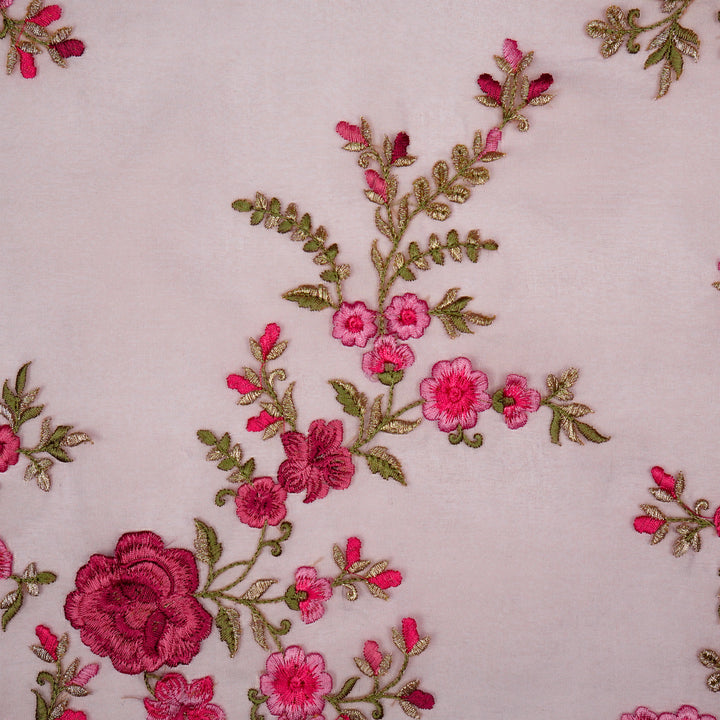 Mahaara Jaal on Deep Mauve Silk Organza Embroidered Fabric