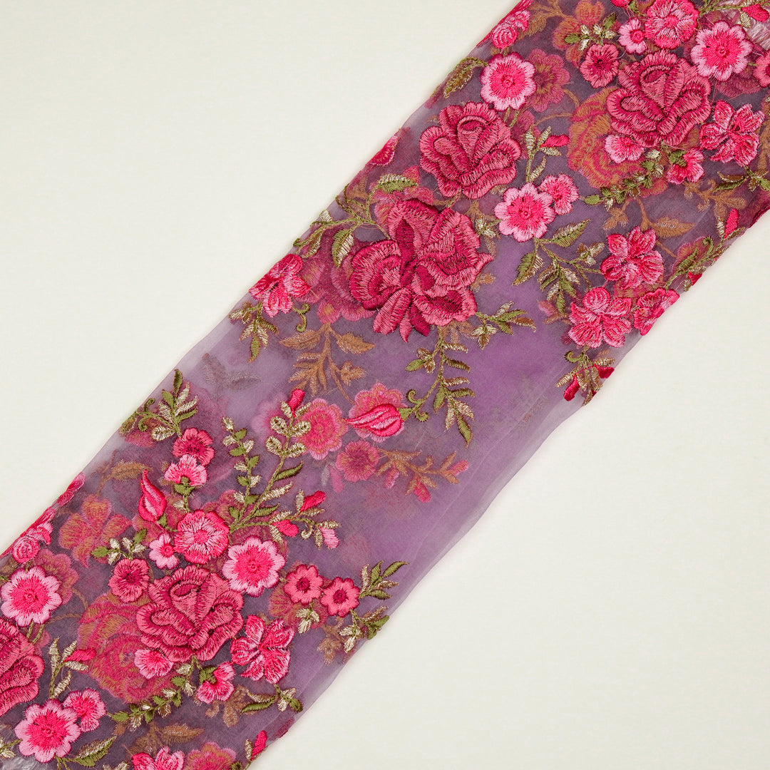 Mahaara Jaal on Deep Mauve Silk Organza Embroidered Fabric